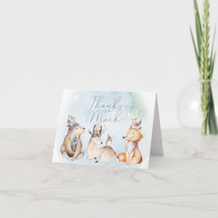 Watercolor Boho Animals Baby Shower Thank You Card