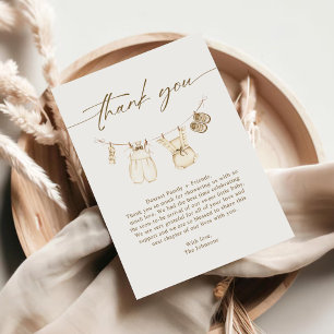 Watercolor Boho Baby Clothes Gender Reveal Thank You Card
