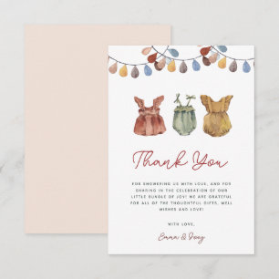 Watercolor Boho Baby Girl Shower Thank You Cards