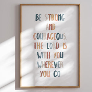 Watercolor boho be strong and courageous poster