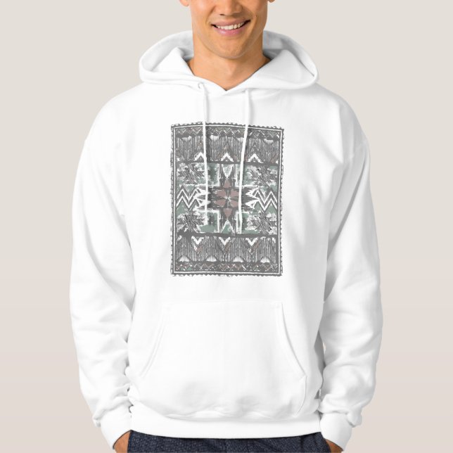 Watercolor Boho Blanket Geometric Pattern Graphic Hoodie (Front)