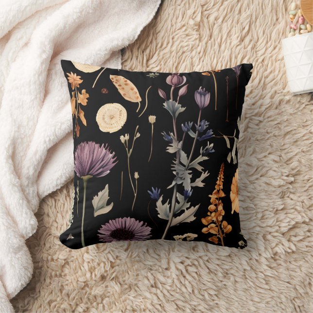 Watercolor Boho Botanical Wildflower  Cushion (Blanket)