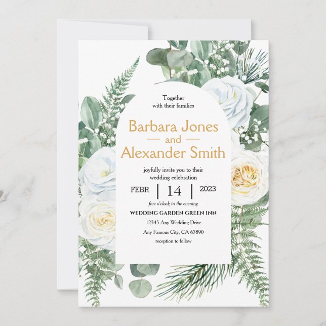 Watercolor Boho Bouquet Invitation (Front)