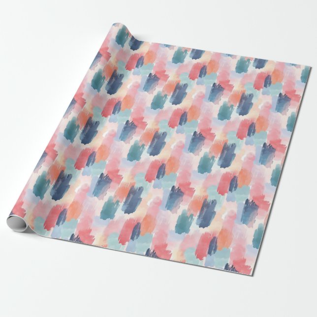 Watercolor Boho Brush Marks Wrapping Paper (Unrolled)