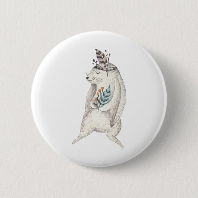 Watercolor Boho Bunny 6 Cm Round Badge (Front)