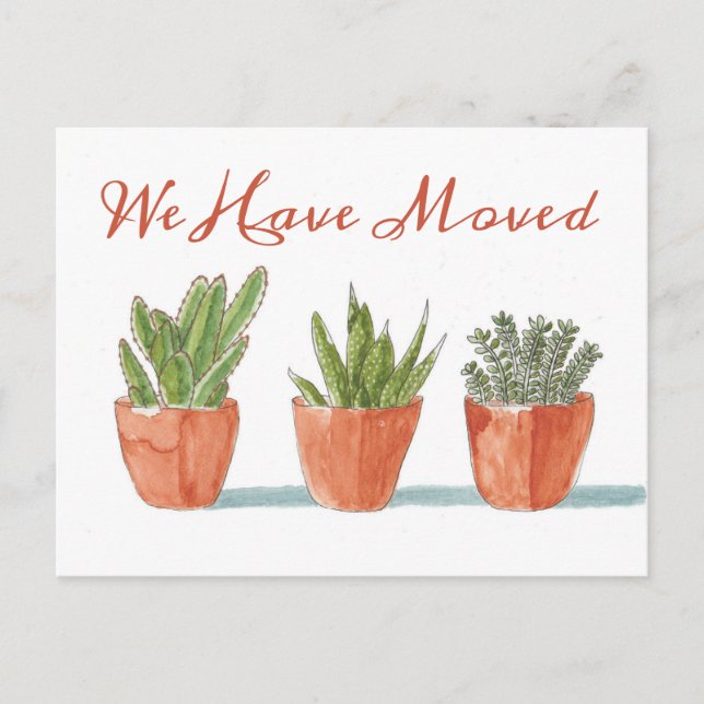 Watercolor Boho Cactus  | Change of Address Postcard (Front)