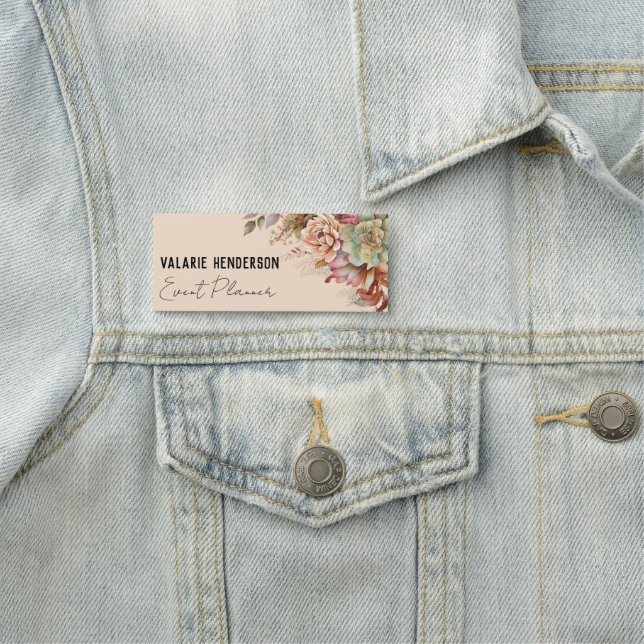 Watercolor Boho Cactus Feminine  Name Tag (In Situ)