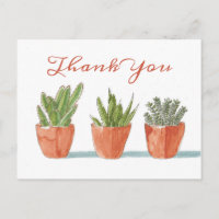 Watercolor Boho Cactus Thank You Return Address