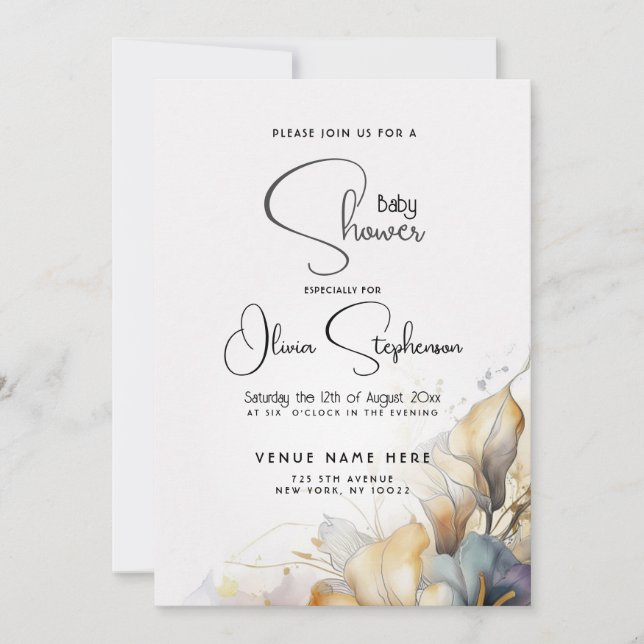 Watercolor Boho Calla Lily Floral Baby Shower Invitation (Front)