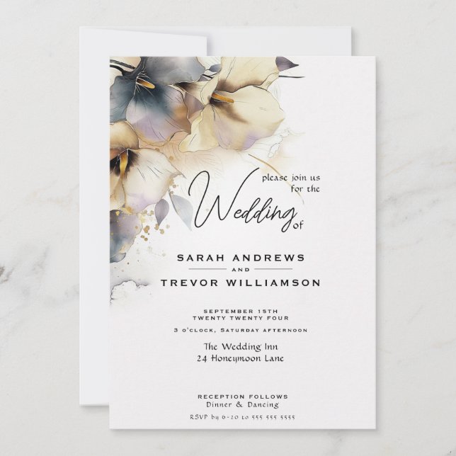 Watercolor Boho Calla Lily Floral Invitation (Front)