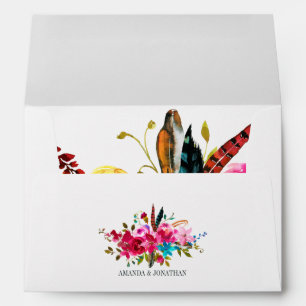 Watercolor Boho Chic Floral Wedding Envelope