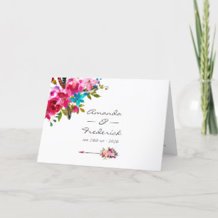 Watercolor Boho Chic Floral Wedding Programme