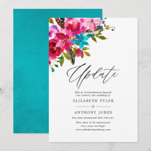 Watercolor Boho Chic Floral Wedding Update Invitation