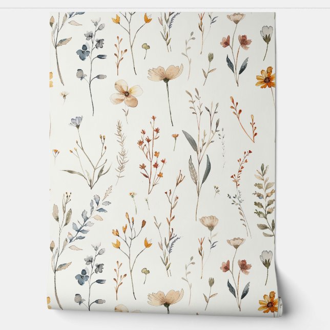 Watercolor Boho chic wildflower  Wallpaper (Unrolling)