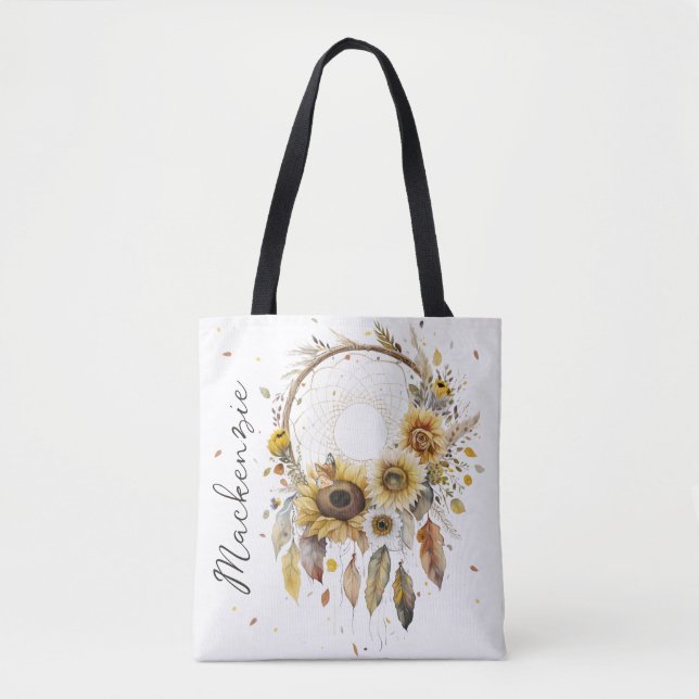 Watercolor Boho Dreamcatcher Tote Bag (Front)