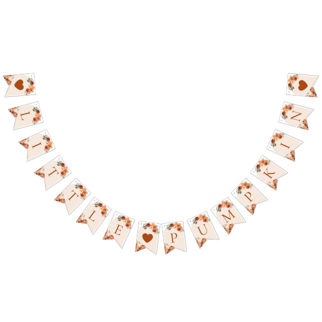 Watercolor Boho Fall Little Pumpkin Autumn Floral Bunting (All)