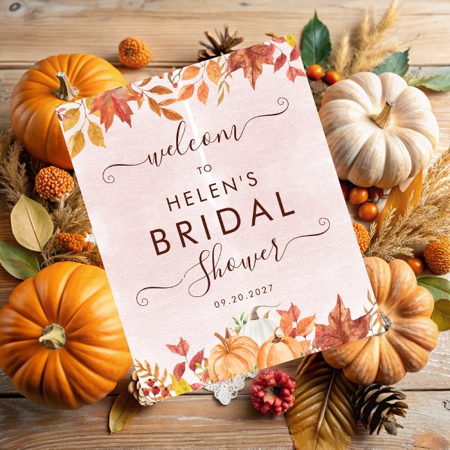 Watercolor Boho Fall Pumpkin Bridal Shower Welcome Photo Print (Creator Uploaded)