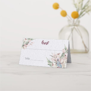 Watercolor Boho Floral and Botanical Wedding Place Card