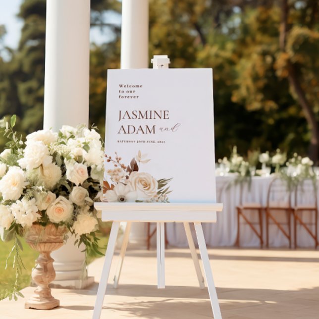 Watercolor Boho Floral Autumn Wedding Welcome Acrylic Sign (Creator Uploaded)