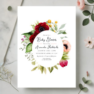 Watercolor Boho Floral Baby Shower Invitation