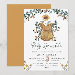 Watercolor Boho Floral Baby Sprinkle Invitation