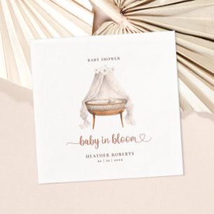 Watercolor Boho Floral Bassinet Floral Baby Shower Napkin