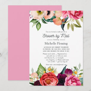 Watercolor Boho Floral Bridal Shower by Mail Invitation