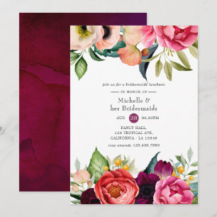 Watercolor Boho Floral Bridesmaids Luncheon Invitation