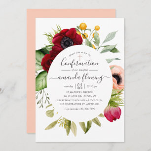 Watercolor Boho Floral Confirmation Invitation