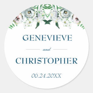 Watercolor Boho Floral Geometric Wedding Classic Round Sticker