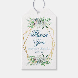 Watercolor Boho Floral Geometric Wedding Thank You Gift Tags