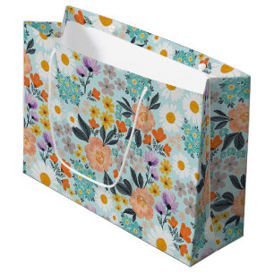 Watercolor Boho Floral Large Gift Bag
