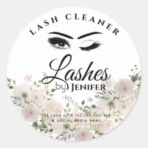 Watercolor boho floral makeup lash cleaner classi classic round sticker