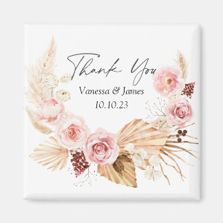 watercolor Boho Floral Pampas Grass Wedding favor Magnet