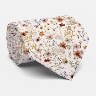 Watercolor Boho Floral Pattern Tie