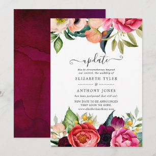Watercolor Boho Floral Spring Wedding Update Invitation