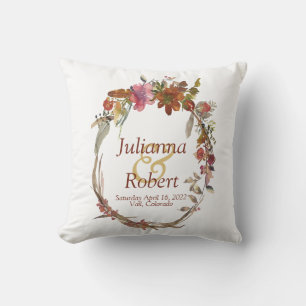 Watercolor Boho floral Throw Pillow