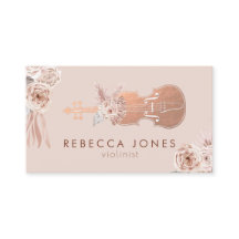 watercolor boho floral violin business card