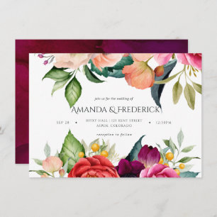 Watercolor Boho Floral Wedding Invitation
