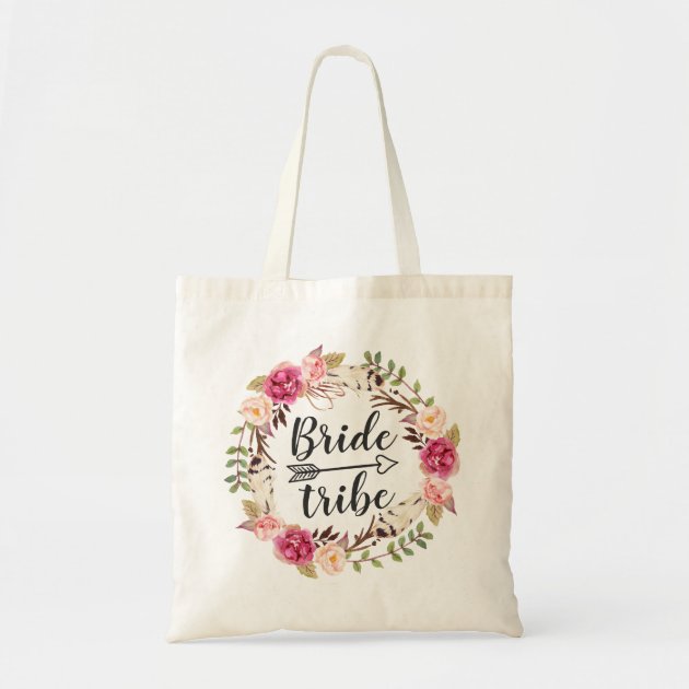 Vintage Floral Wreath Personalised Hen Party Tote Bags White White