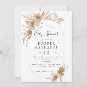 Watercolor boho flowers oblong baby shower invitat invitation