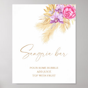 Watercolor boho flowers - sangria bar poster