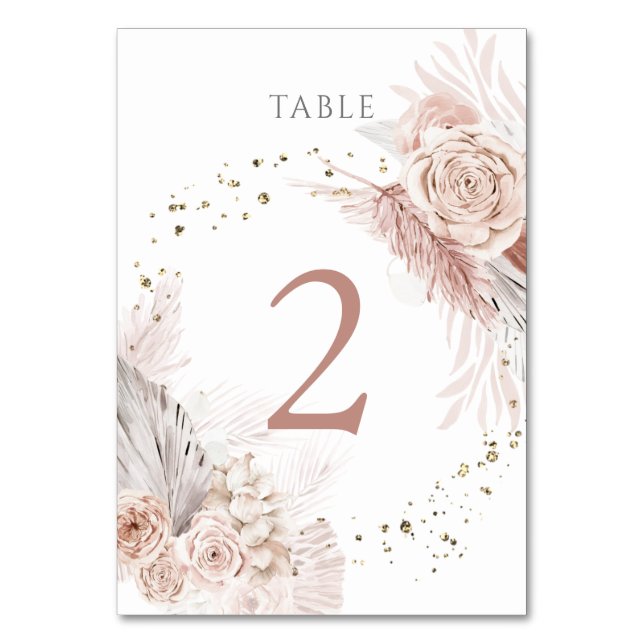 watercolor boho flowers Table Number 2 (Front)