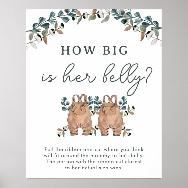 Watercolor Boho Gender Neutral Twins Shower Games  Poster (Front)