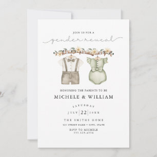 Watercolor Boho Gender Reveal Party Invitation