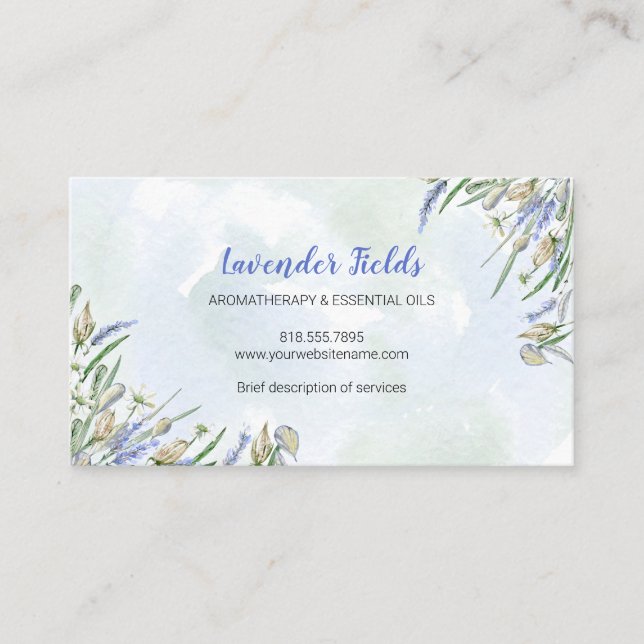 Watercolor Boho Lavender Business Card (Front)