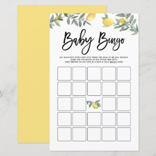 Watercolor Boho Lemons Baby Shower Bingo Game