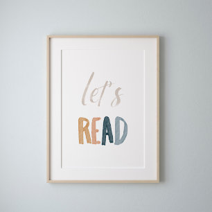 Watercolor boho lets read poster