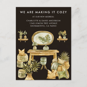 Watercolor Boho Making It Cosy New Address Moving Announcement Postcard