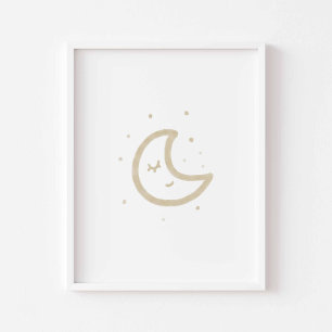 Watercolor boho minimalist moon poster